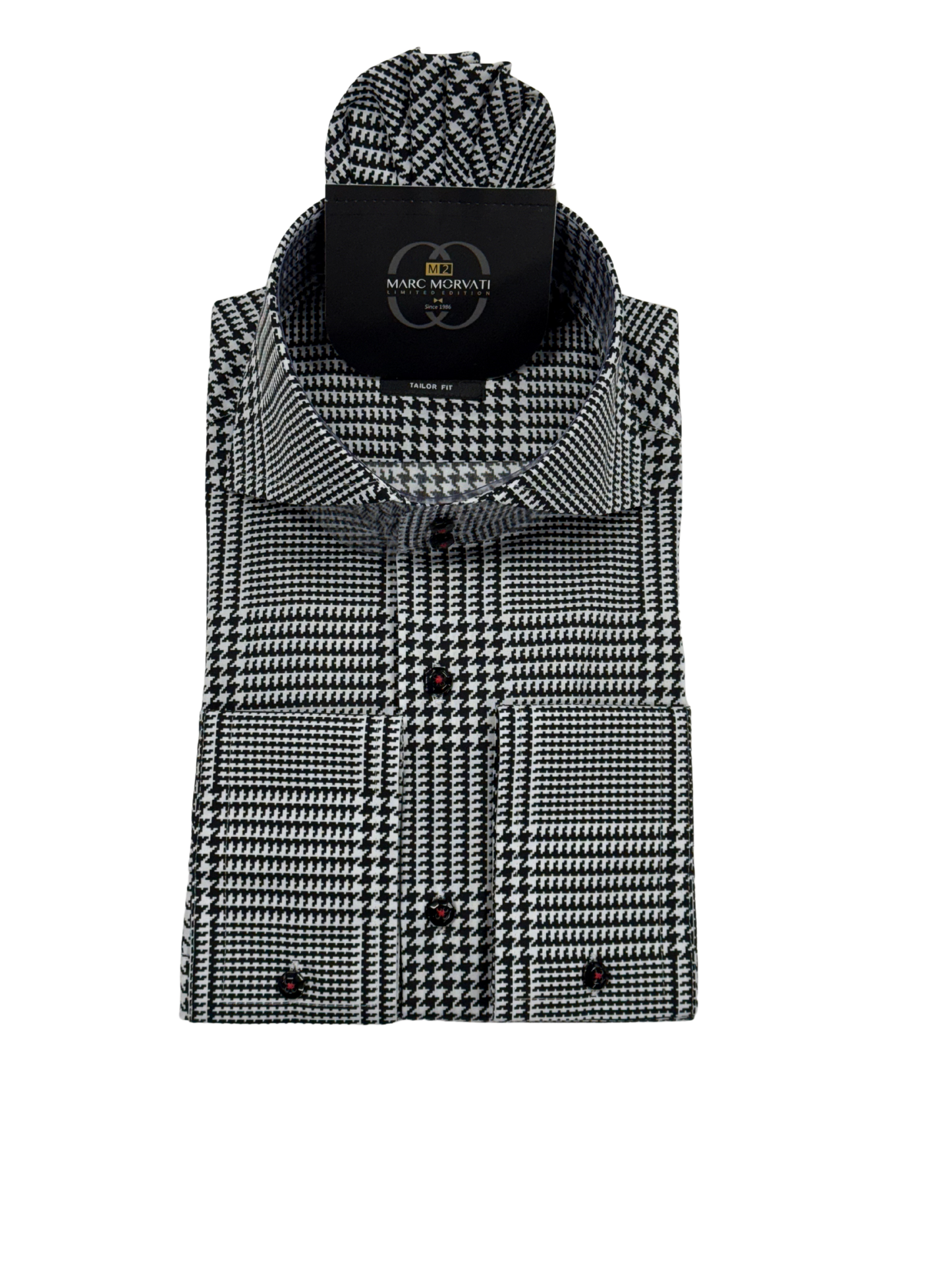 Black and White Houndstooth Dress Shirt