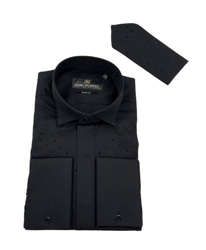 Black Crystal Accent Dress Shirt