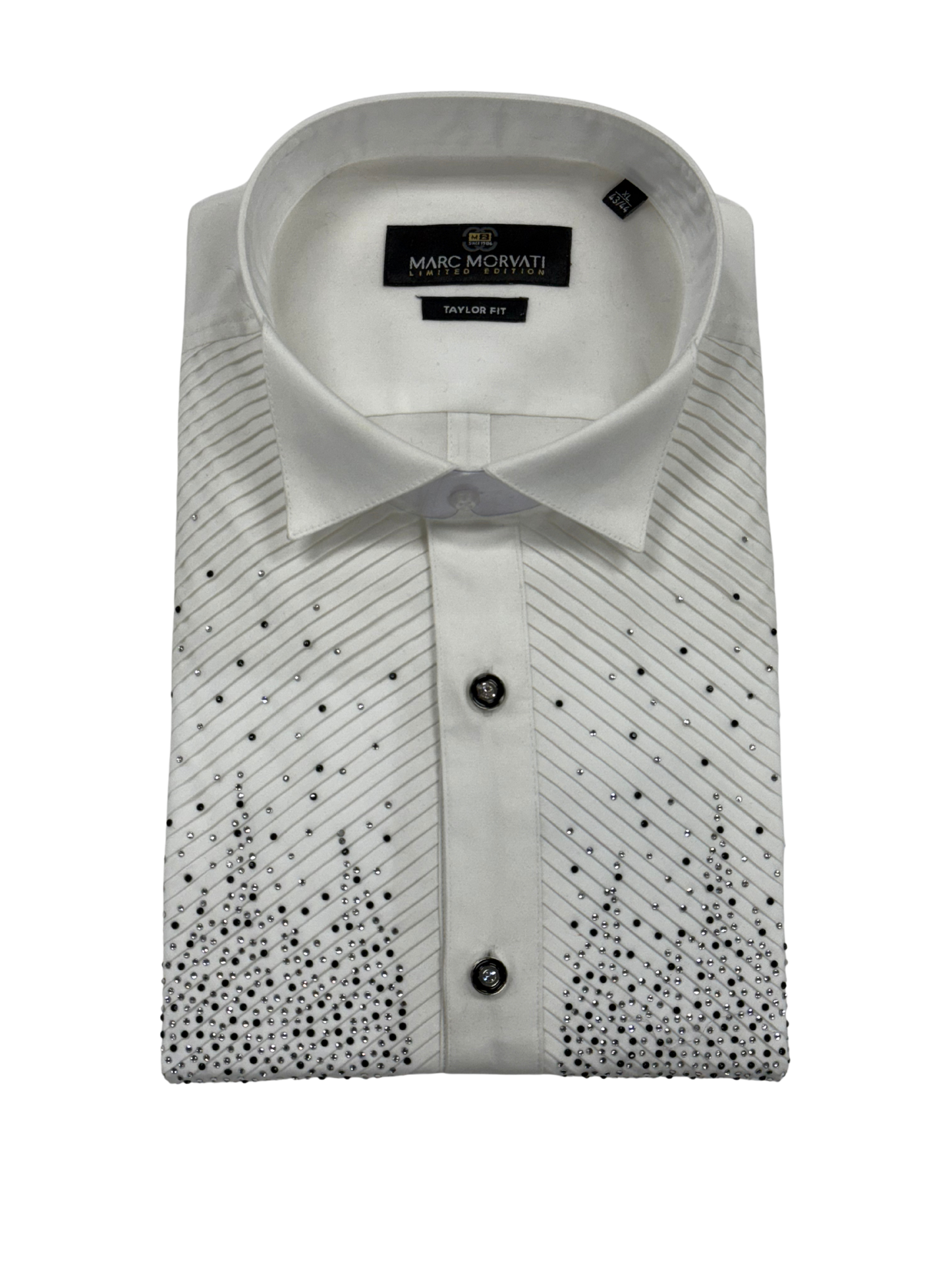 White Crystal Embellished Dress Shirt