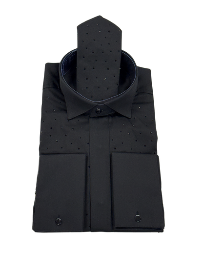 Black Crystal Accent Dress Shirt