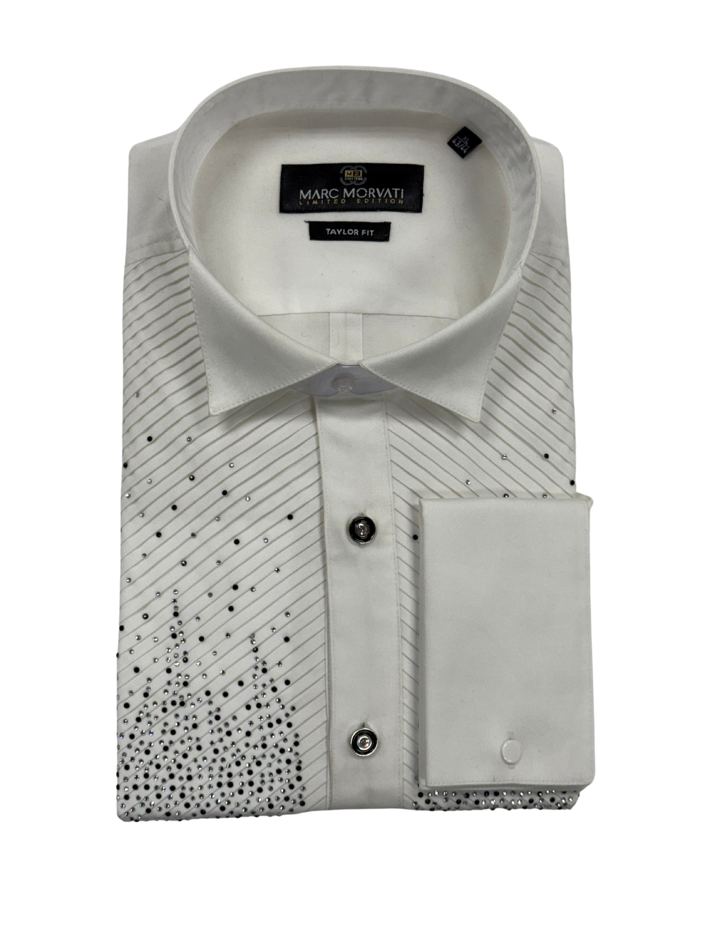 White Crystal Embellished Dress Shirt